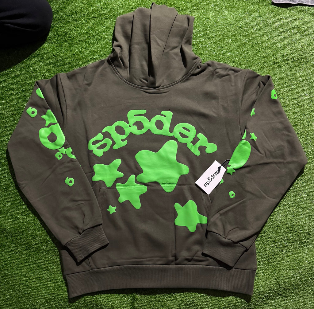 Greyish Green Graphic Design Hoodie