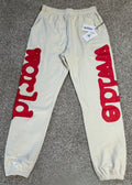 White Graphic Design Sweatpants