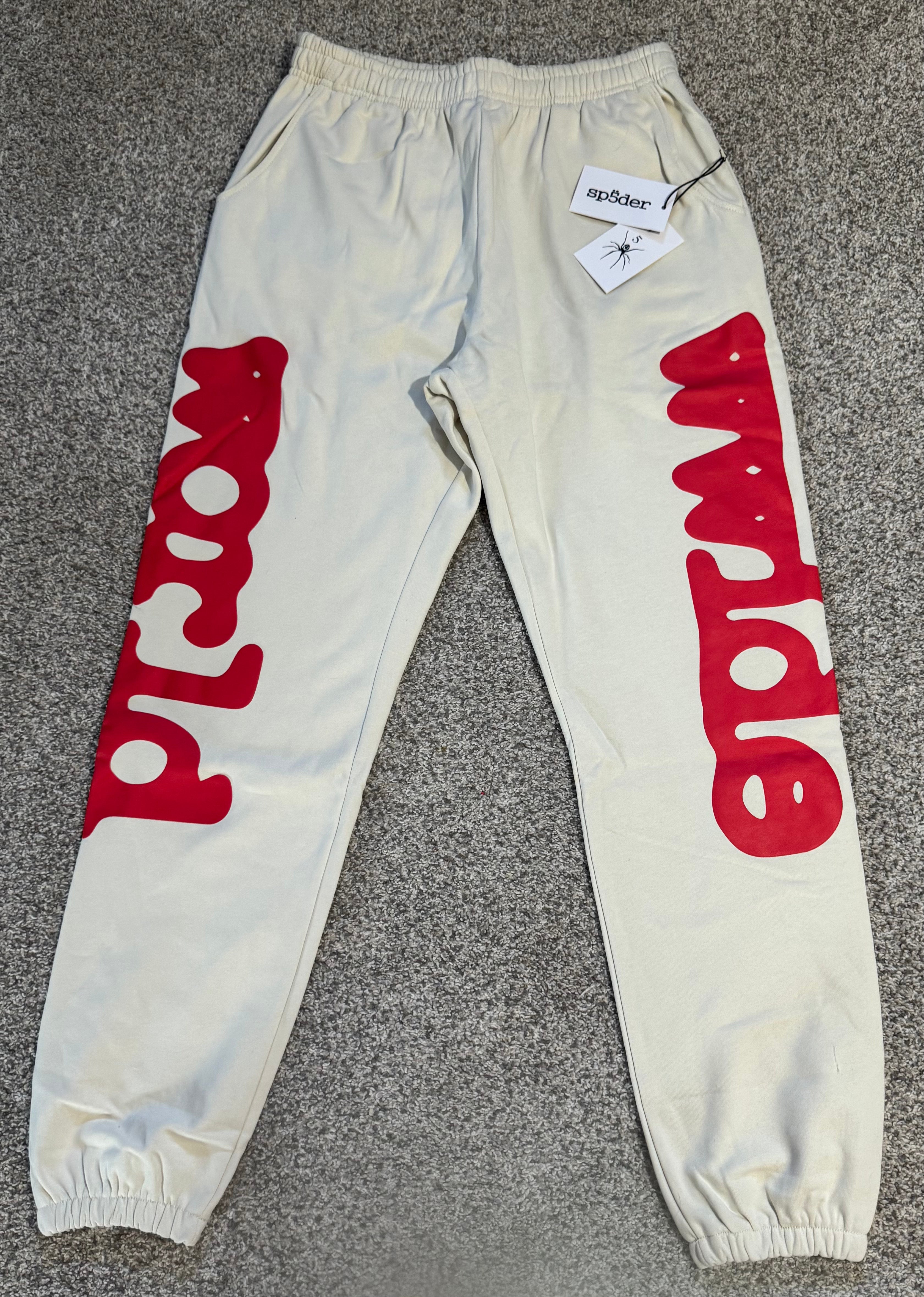 White Graphic Design Sweatpants