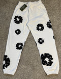 White Graphic Design Sweatpants